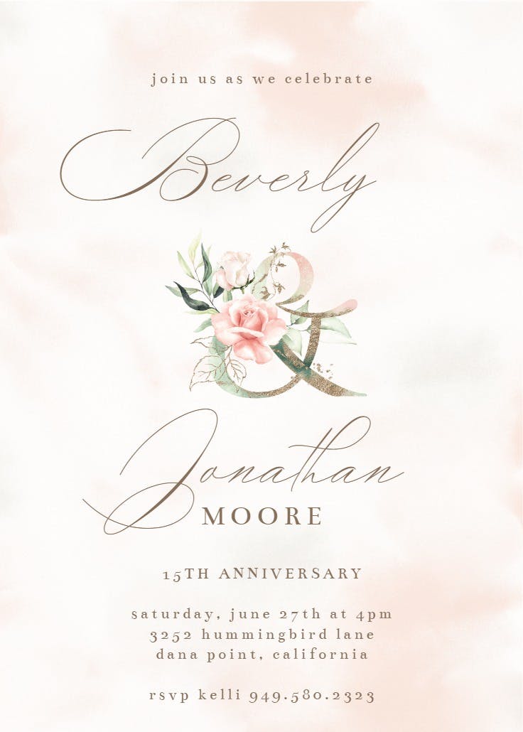 Soft roses - anniversary invitation