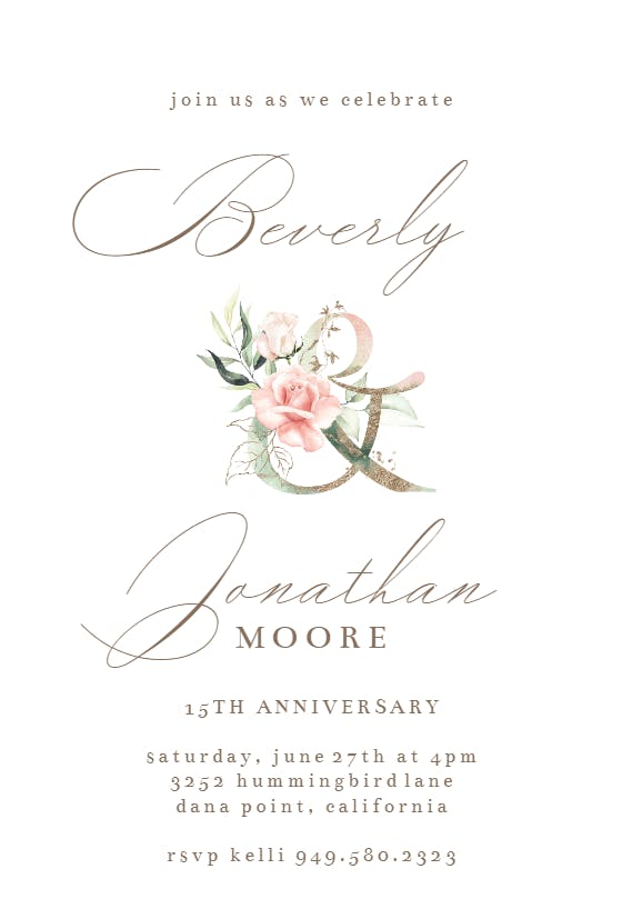 Soft roses - anniversary invitation