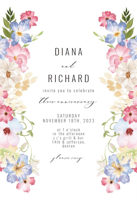 Spring Fairy Flower - Anniversary Invitation