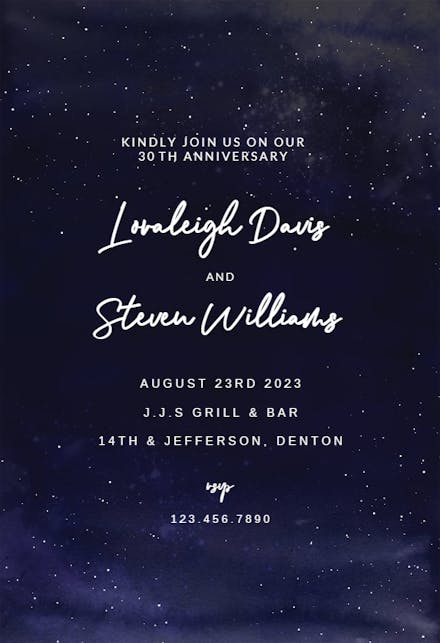 Starry Night - Anniversary Invitation