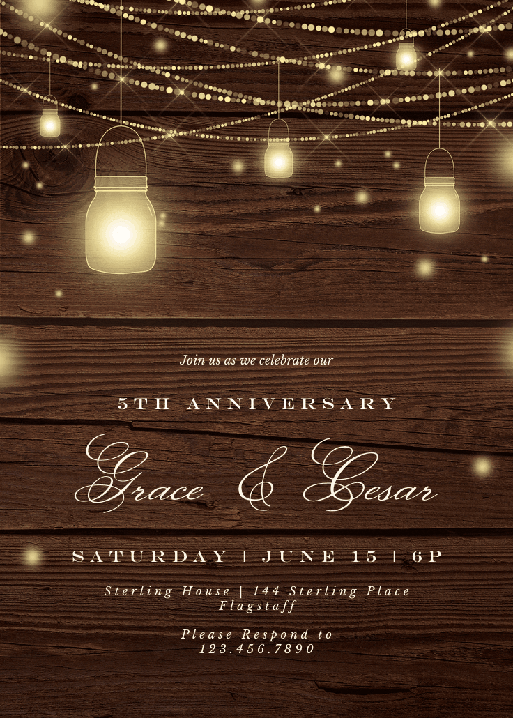 Strings of lights - anniversary invitation