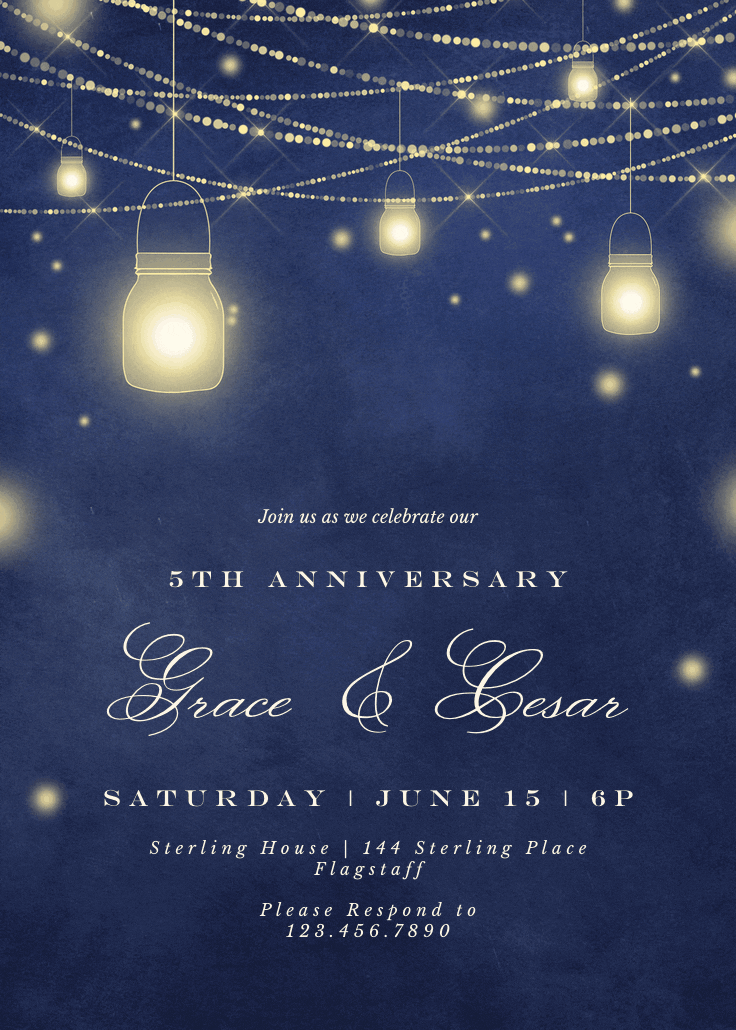 Strings of lights - anniversary invitation