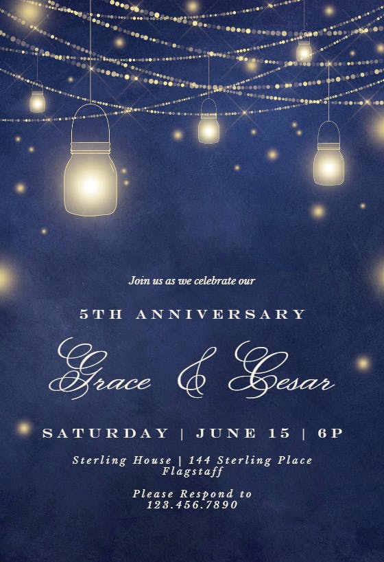 Strings of lights - anniversary invitation