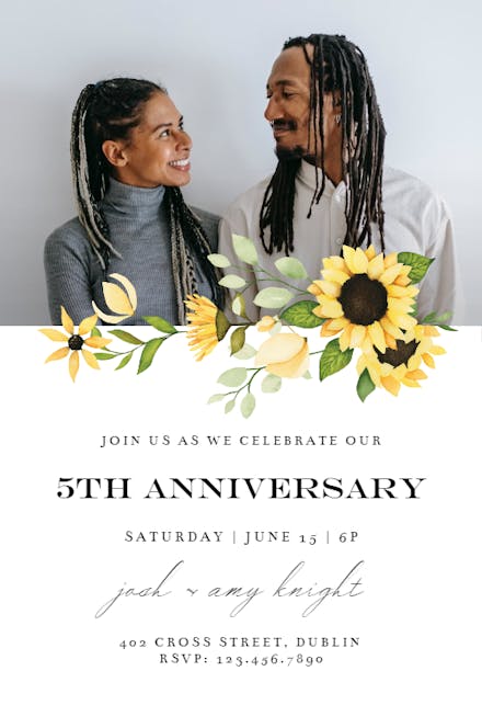 Sunflowers - Invitación De Aniversario