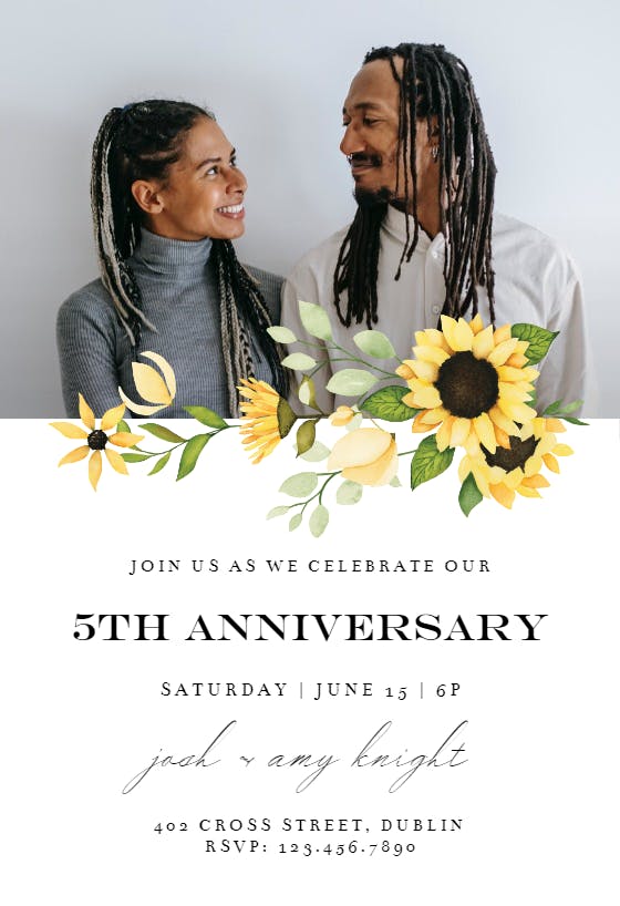 Sunflowers - anniversary invitation
