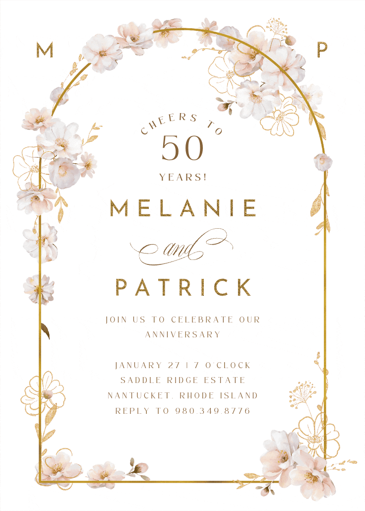 Surrounded by blooms - anniversary invitation