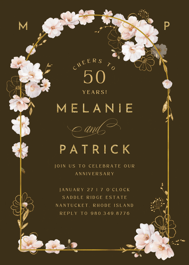 Surrounded by blooms - anniversary invitation