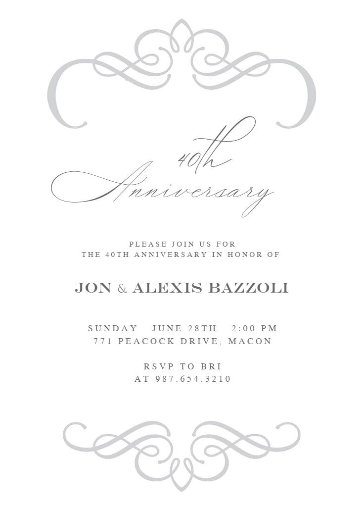 Swirling elegance - anniversary invitation