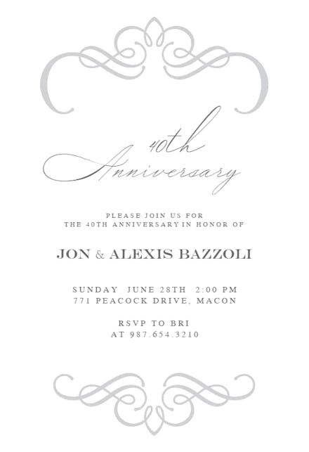 Swirling Elegance - Invitación De Aniversario