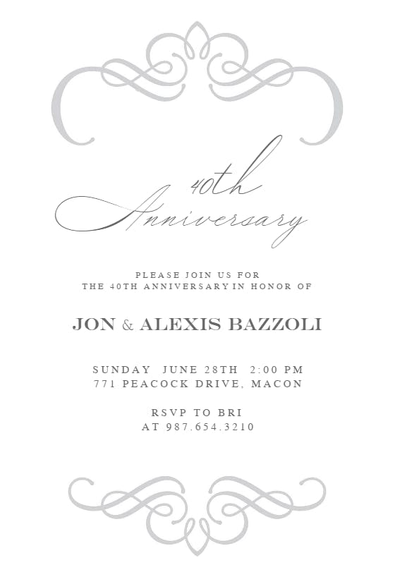 Swirling elegance - anniversary invitation