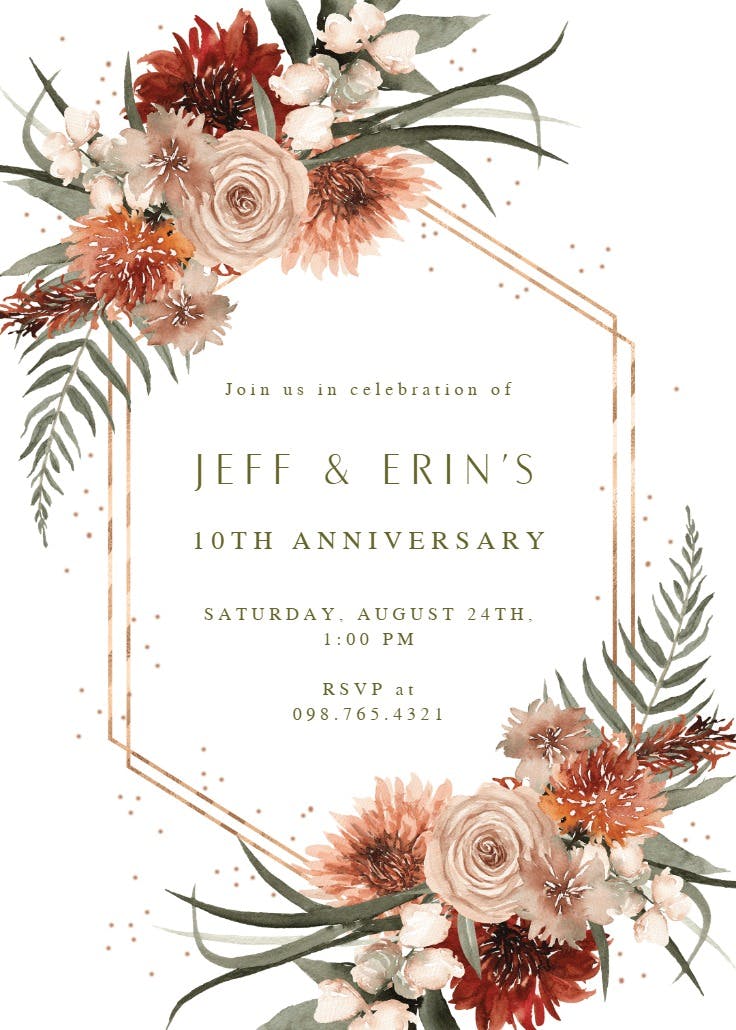 Terracotta frame - anniversary invitation