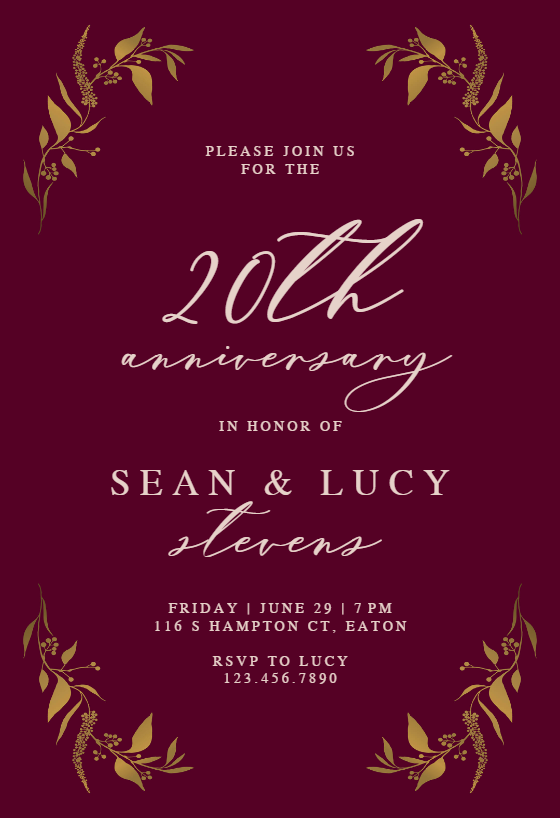 Swirling Elegance - Anniversary Invitation Template (Free) | Greetings ...