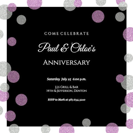Touch of Sparkle - Anniversary Invitation Template (Free) | Greetings ...