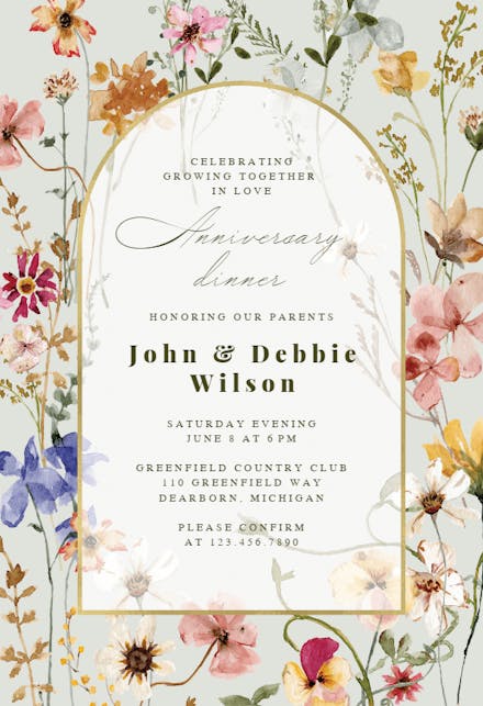 Transparent Meadow Arch - Anniversary Invitation Template | Greetings ...