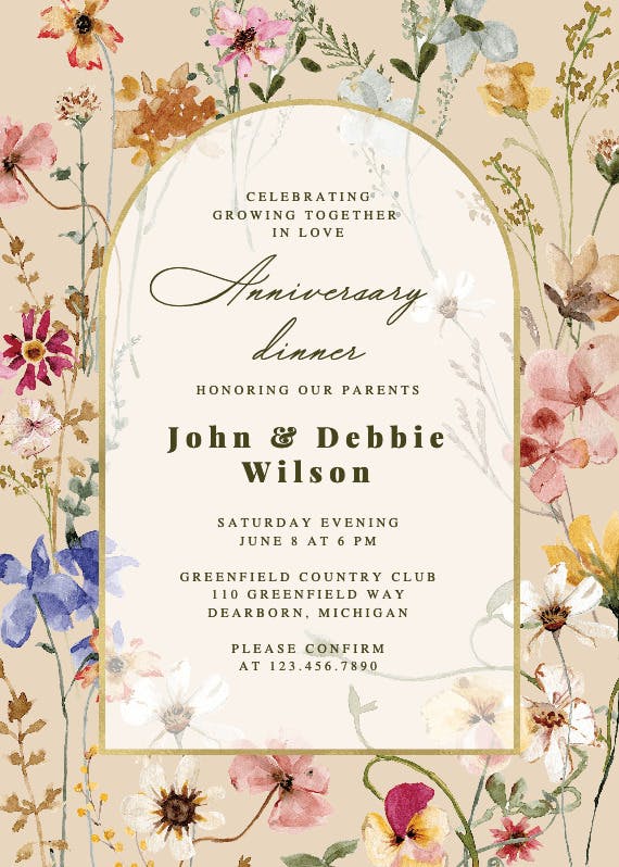 Transparent meadow arch - invitación de aniversario