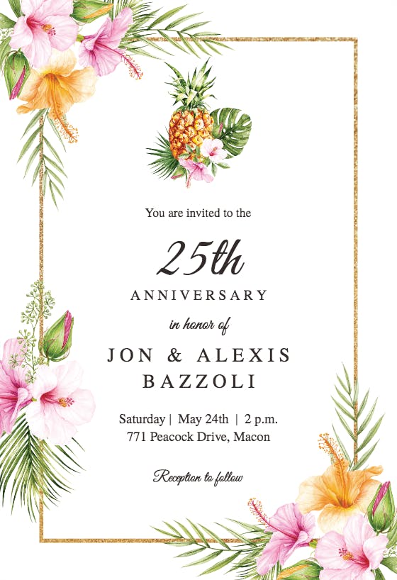 Tropical pineapple -  invitación de aniversario