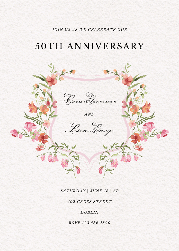 Victorian crest - anniversary invitation