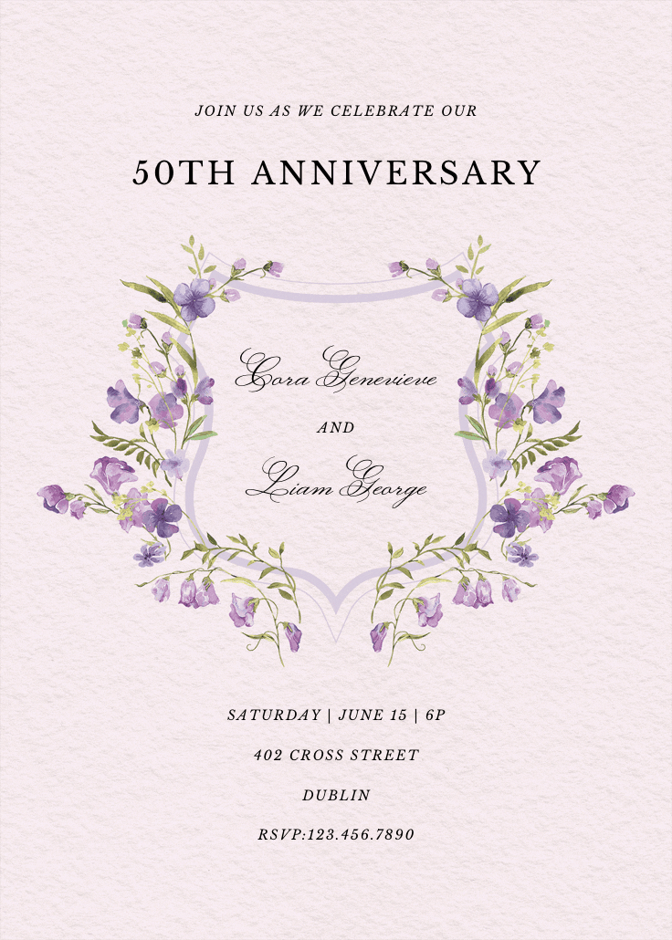Victorian crest - anniversary invitation