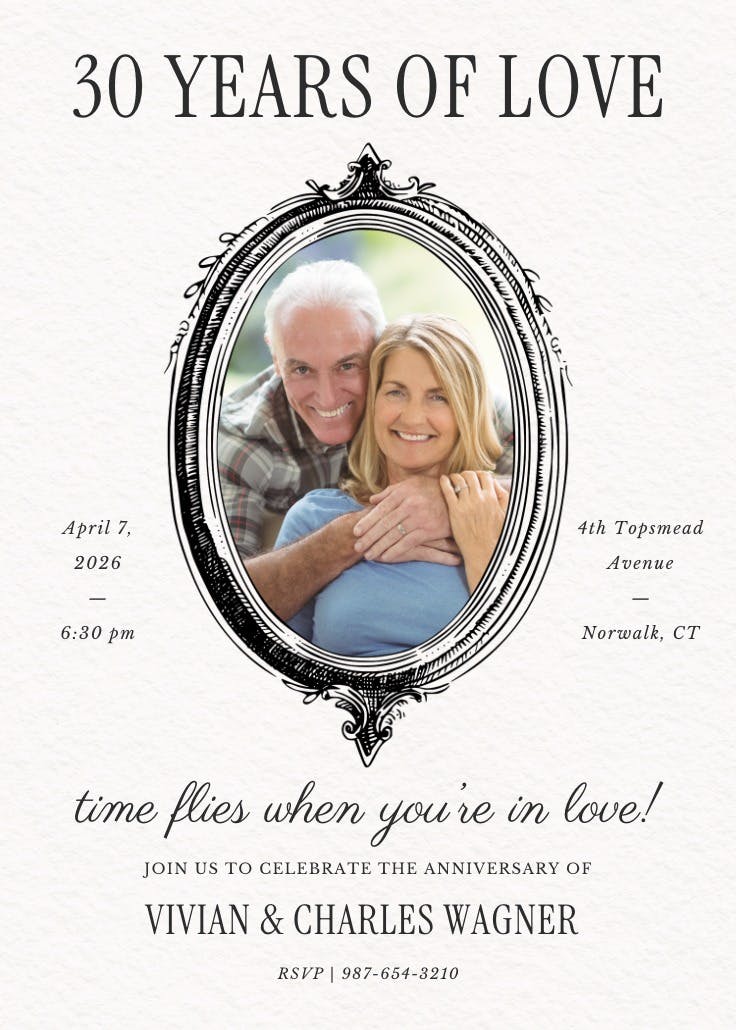 Vintage frame doodle - anniversary invitation