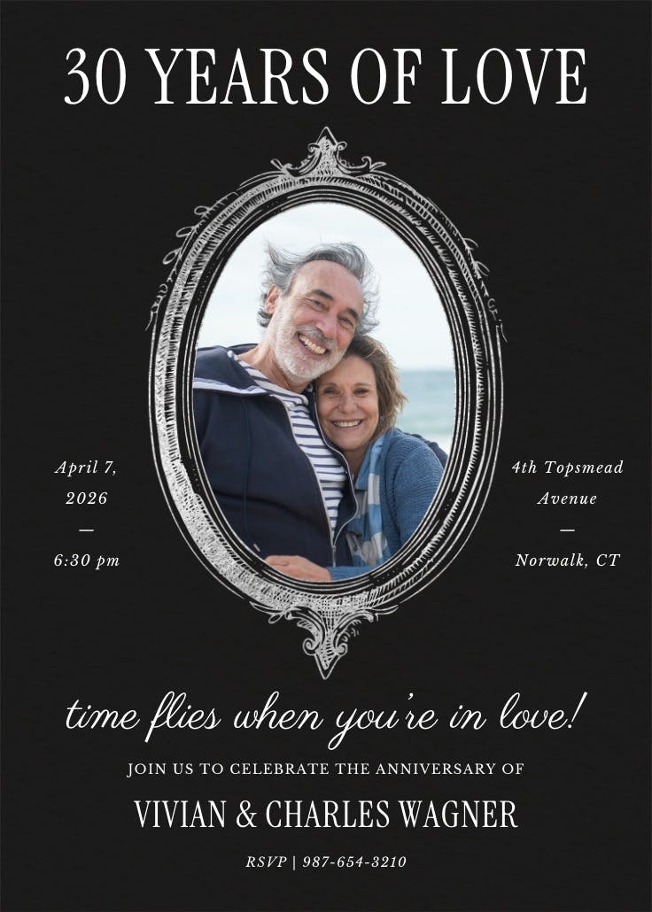 Vintage frame doodle - anniversary invitation