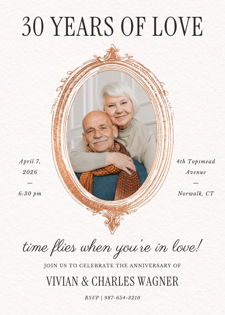 Vintage frame doodle - anniversary invitation