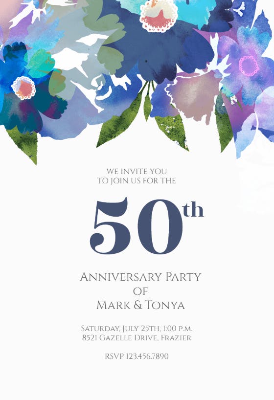 Watercolor classic - anniversary invitation
