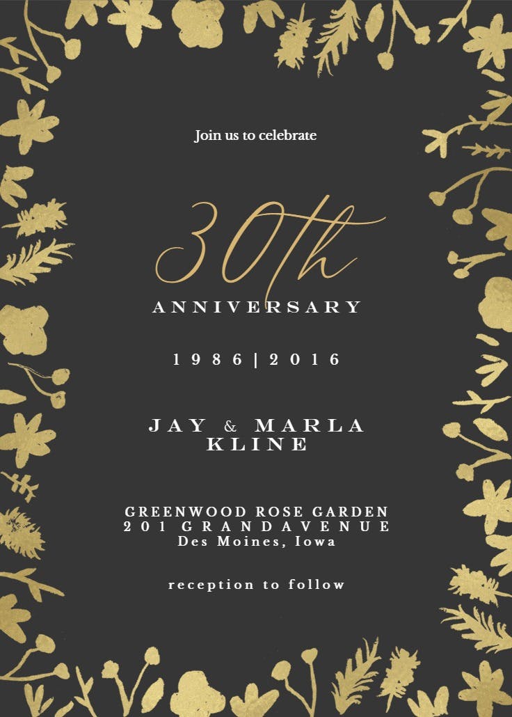 Watercolor flowers - anniversary invitation