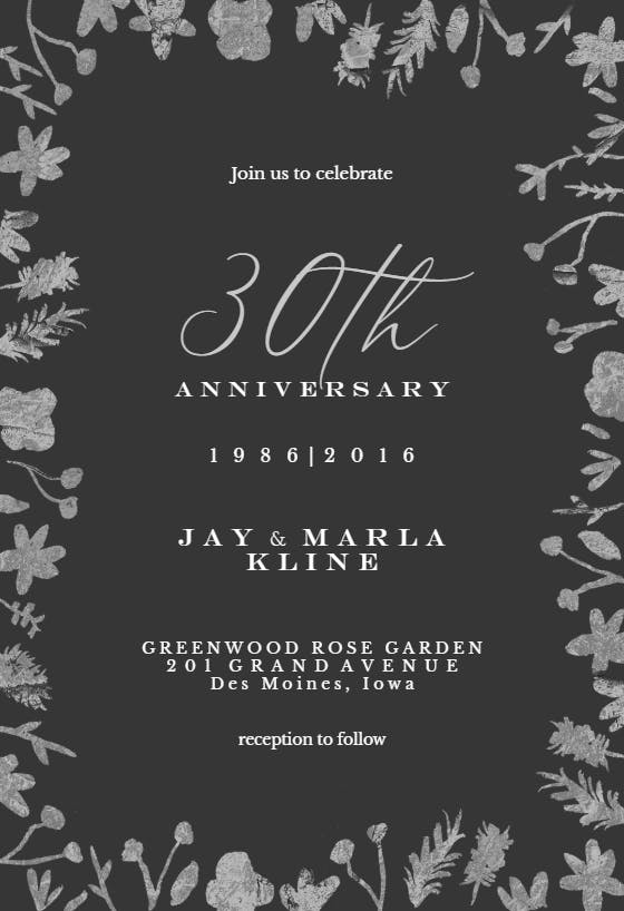 Watercolor flowers - anniversary invitation