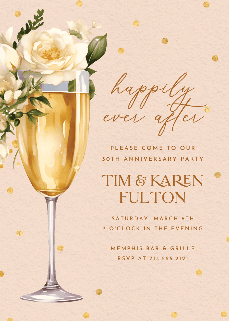 Watercolor toast - anniversary invitation