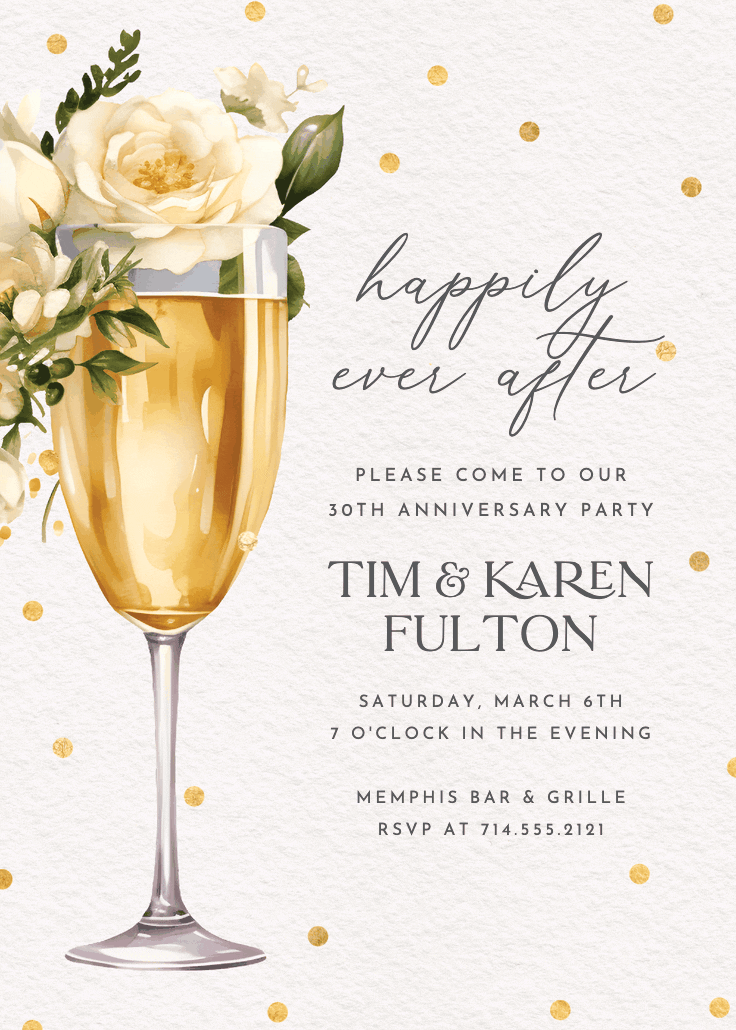 Watercolor toast - anniversary invitation