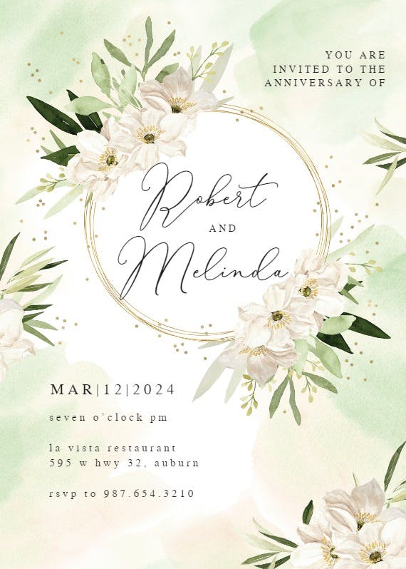 White romantic - anniversary invitation