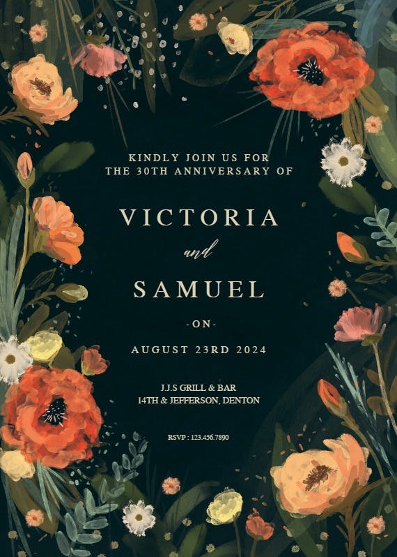 Wild flowers - anniversary invitation