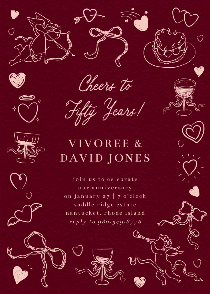 Wine about love - invitación de aniversario