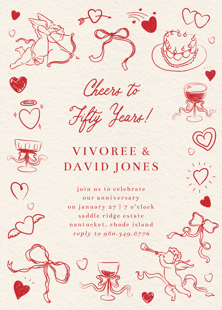 Wine about love - invitación de aniversario