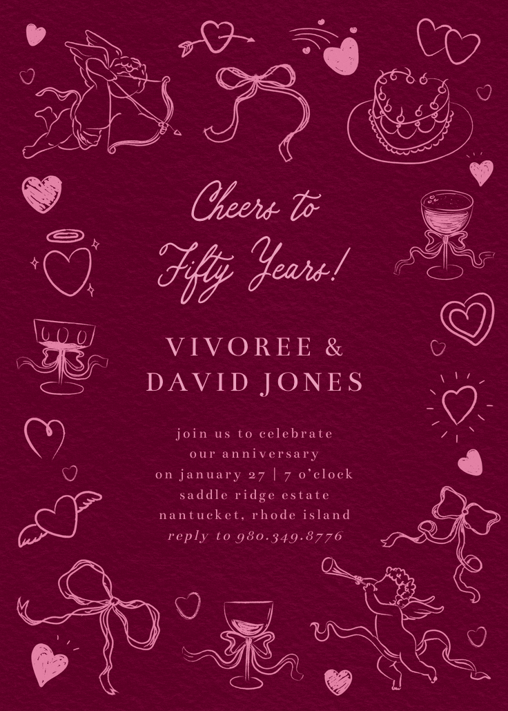 Wine about love - invitación de aniversario