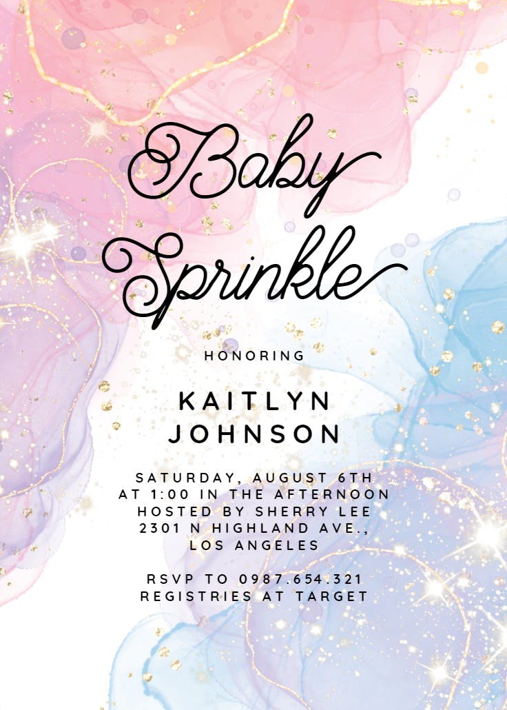 Abstract splatters - baby sprinkle invitation