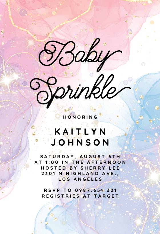 Abstract splatters -  invitación para bebé espolvorear