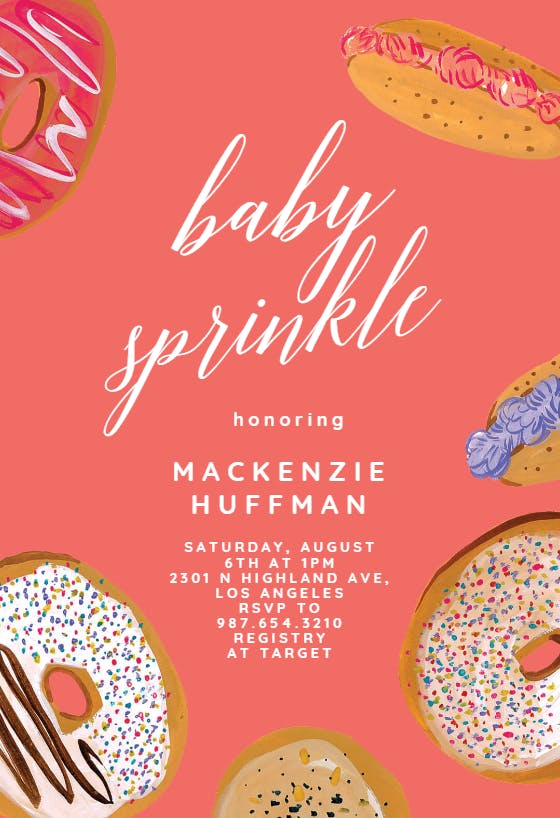 Doughnuts -  invitación para bebé espolvorear