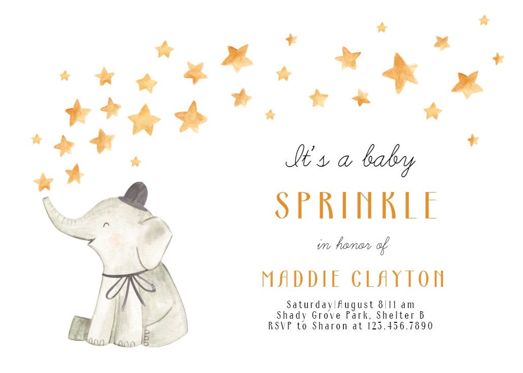 Elephant baby sprinkle - baby sprinkle invitation