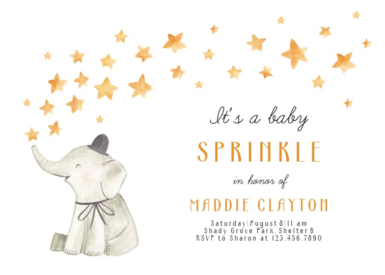 Elephant baby sprinkle -  invitación para bebé espolvorear