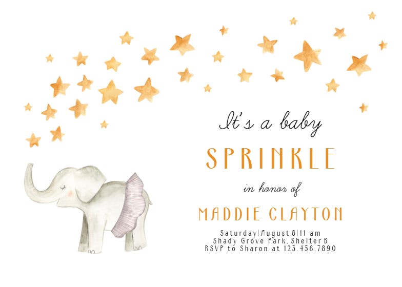 Elephant baby sprinkle -  invitación para bebé espolvorear