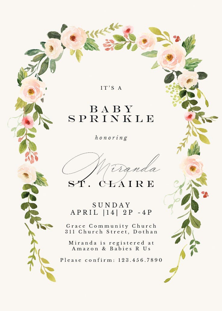 Falling flowers - baby sprinkle invitation