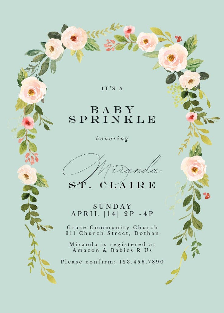 Falling flowers - baby sprinkle invitation