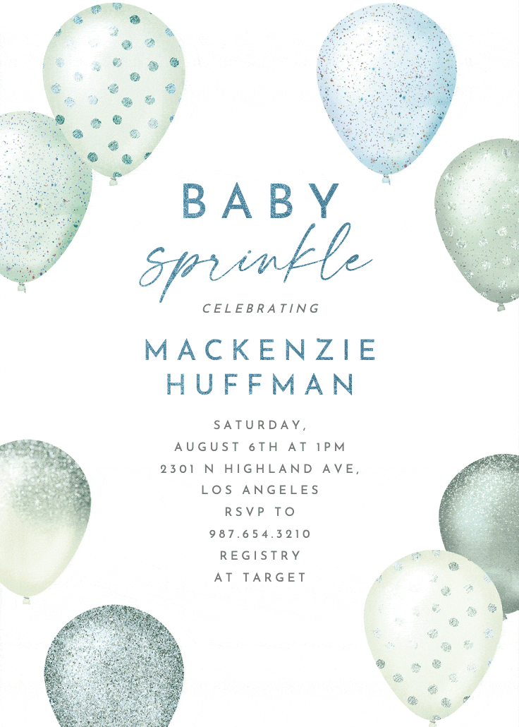 Foil & glitter balloons - baby sprinkle invitation