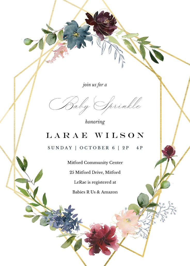 Geometric & flowers - baby sprinkle invitation