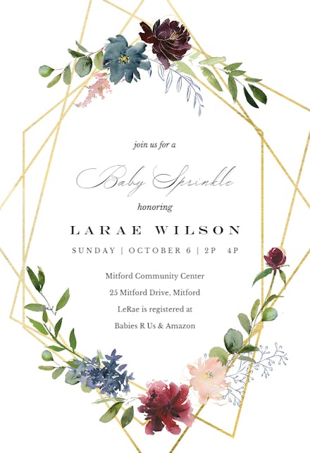 Geometric & flowers - baby sprinkle invitation