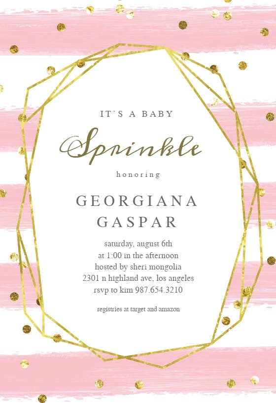 Geometric polygon & stripes -  invitación para baby shower de bebé niña gratis