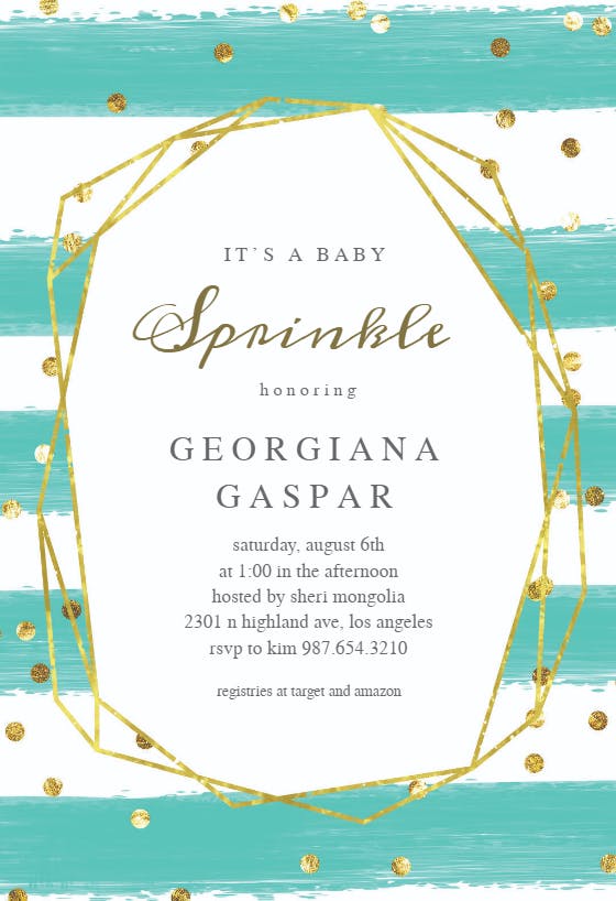 Geometric polygon & stripes - baby sprinkle invitation