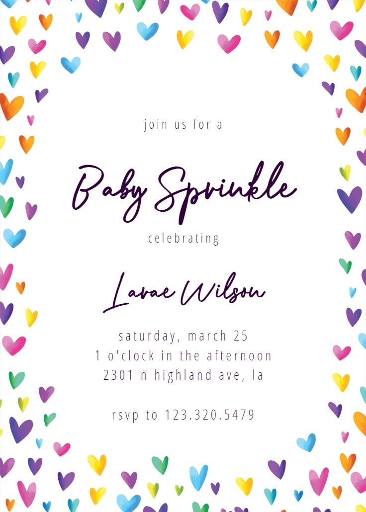 Heart border - baby sprinkle invitation