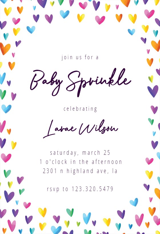 Heart border - baby sprinkle invitation